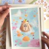 Capybara Art Print (A5) – Schattige, Eco-vriendelijke Illustratie op Henneppapier