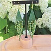 Fringe oorbellen Emerald Goddess – groen, glaskralen & kristallen, 12,5 cm lang, verguld zilveren oorhaken