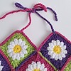 Gehaakt baby topje | Madeliefjes, roze, groen en paars