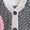 Gehaakt baby vestje | Roze, grijs en wit