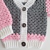 Gehaakt baby vestje | Roze, grijs en wit