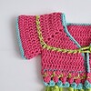 Gehaakt baby vestje | Roze, turquoise en groen met groene franjes