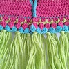Gehaakt baby vestje | Roze, turquoise en groen met groene franjes