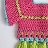 Gehaakt baby vestje | Roze, turquoise en groen met groene franjes