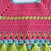 Gehaakt baby vestje | Roze, turquoise en groen met groene franjes