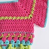 Gehaakt baby vestje | Roze, turquoise en groen met groene franjes