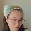 Gehaakte bandana 'Crème, beige en turquoise'