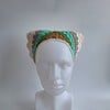 Gehaakte bandana 'Crème, beige en turquoise'