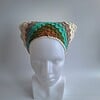 Gehaakte bandana 'Crème, beige en turquoise'