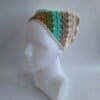 Gehaakte bandana 'Crème, beige en turquoise'