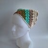 Gehaakte bandana 'Crème, beige en turquoise'