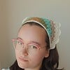 Gehaakte bandana 'Crème, beige en turquoise'