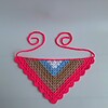 Gehaakte bandana 'Knalroze, beige, lichtblauw en wit'