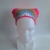 Gehaakte bandana 'Knalroze, beige, lichtblauw en wit'