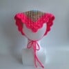 Gehaakte bandana 'Knalroze, beige, lichtblauw en wit'