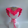 Gehaakte bandana 'Knalroze, beige, lichtblauw en wit'