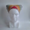 Gehaakte bandana 'Lichtgrijs, oranje en knalroze'
