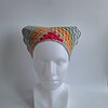 Gehaakte bandana 'Lichtgrijs, oranje en knalroze'