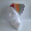 Gehaakte bandana 'Lichtgrijs, oranje en knalroze'