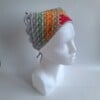 Gehaakte bandana 'Lichtgrijs, oranje en knalroze'