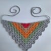 Gehaakte bandana 'Lichtgrijs, oranje en knalroze'