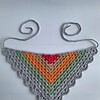 Gehaakte bandana 'Lichtgrijs, oranje en knalroze'