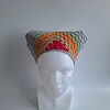 Gehaakte bandana 'Lichtgrijs, oranje en knalroze'