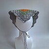 Gehaakte bandana 'Lichtgrijs, oranje en knalroze'