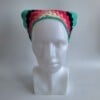 Gehaakte bandana 'Turquoise, zwart en knalroze'