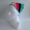 Gehaakte bandana 'Turquoise, zwart en knalroze'