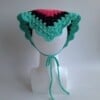 Gehaakte bandana 'Turquoise, zwart en knalroze'