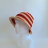 Gehaakte bucket hat | Beige en rood