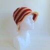 Gehaakte bucket hat | Beige en rood