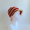 Gehaakte bucket hat | Beige en rood
