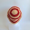 Gehaakte bucket hat | Beige en rood