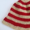 Gehaakte bucket hat | Beige en rood