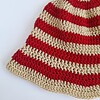 Gehaakte bucket hat | Beige en rood