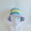 Gehaakte bucket hat | Blauw, mint, lila en lime