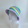Gehaakte bucket hat | Blauw, mint, lila en lime