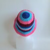 Gehaakte bucket hat | Donkerblauw, turquoise, roze en rood