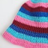 Gehaakte bucket hat | Donkerblauw, turquoise, roze en rood