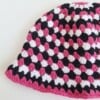 Gehaakte bucket hat | Fuchsia, wit en zwart