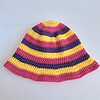 Gehaakte bucket hat | Geel, fuchsia en paars