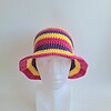 Gehaakte bucket hat | Geel, fuchsia en paars