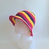Gehaakte bucket hat | Geel, fuchsia en paars