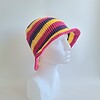 Gehaakte bucket hat | Geel, fuchsia en paars