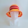 Gehaakte bucket hat | Oranje, fuchsia, koraal, rood en geel