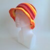 Gehaakte bucket hat | Oranje, fuchsia, koraal, rood en geel
