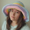 Gehaakte zonnehoed | Pastel regenboog