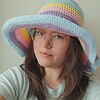 Gehaakte zonnehoed | Pastel regenboog